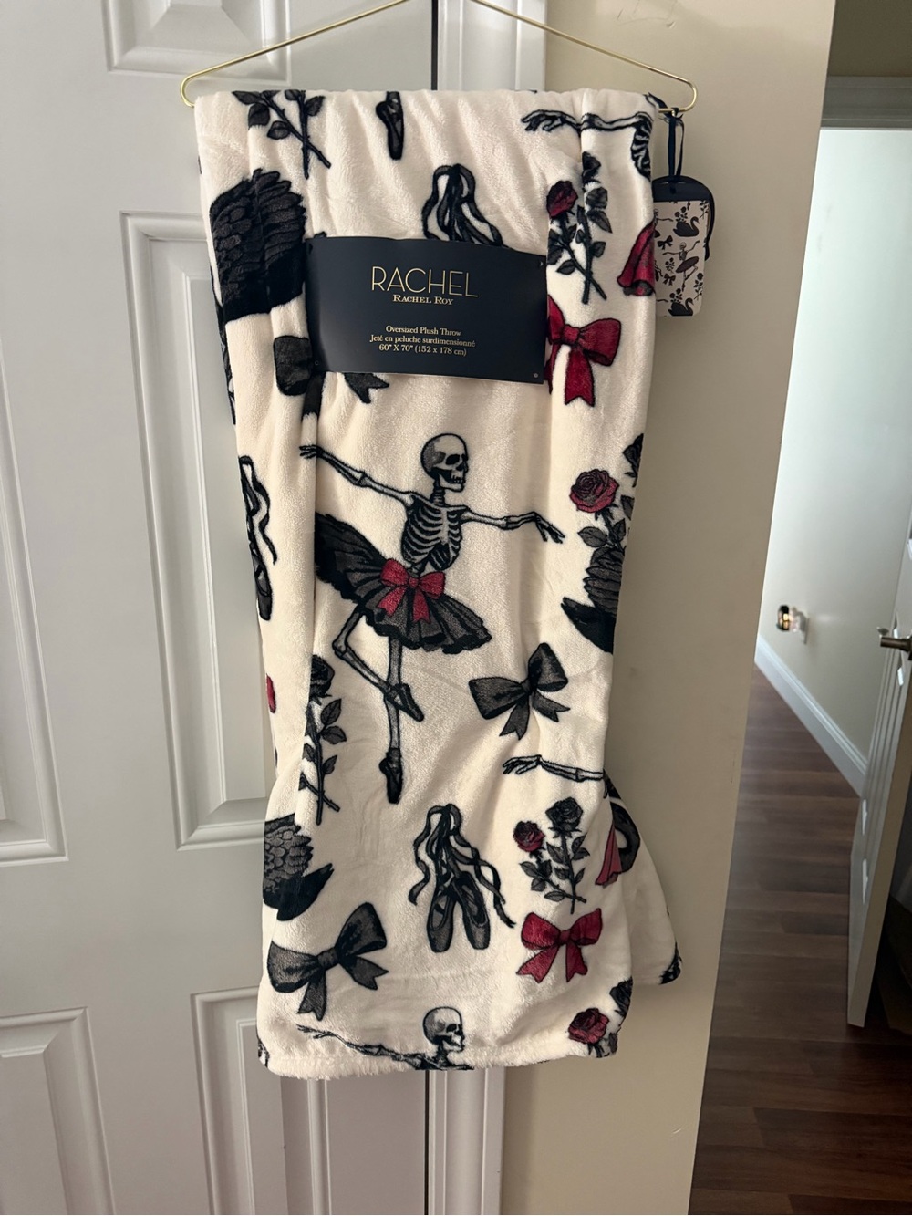 Rachel Roy Halloween Blanket w/ Ballerina Skeletons, Bows, Roses & Ballet Shoes